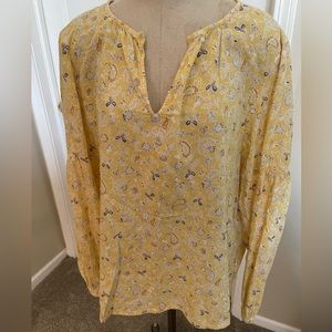 GAP, lightweight blouse, size: L, 100% cotton color: yellow/multi